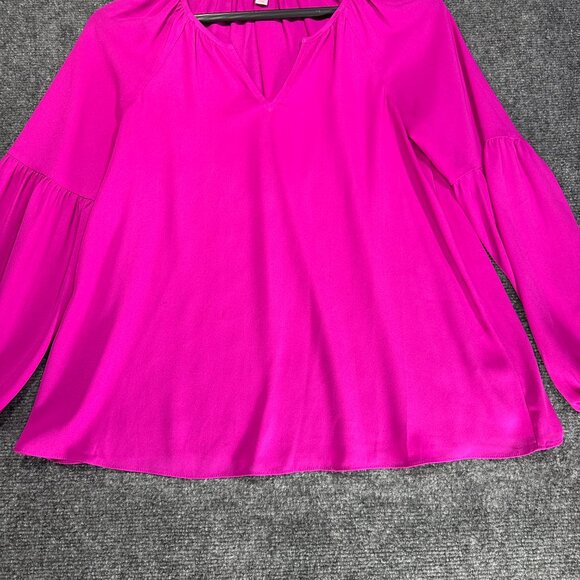Lilly Pulitzer Top Womens XXS Purple Long Sleeve Popover Blouse Balloon Sleeve - Picture 2 of 8